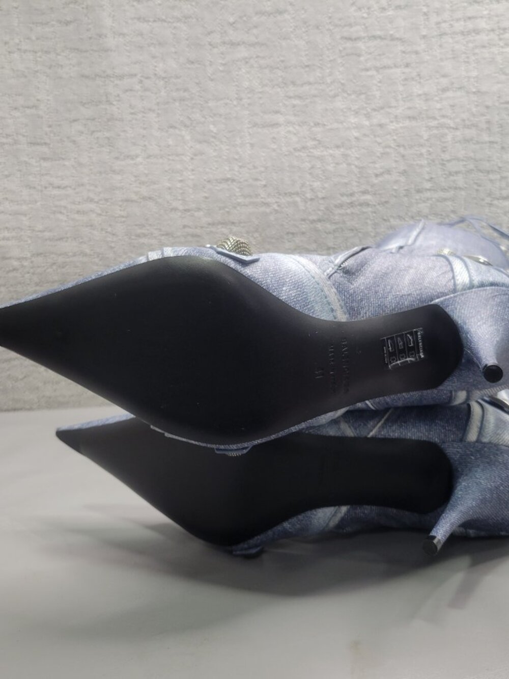Balenciaga Le Cagole Women's EU Size 41 Blue Denim Leather Stud Boots 771231 - Picture 4 of 15